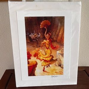 Baile! Baile!  Spanish dancer and guitarist print signed
